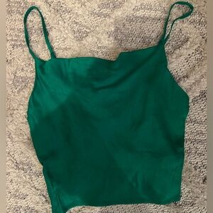 Green satin top